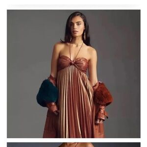 Anthropologie Plissé Halter Dress
